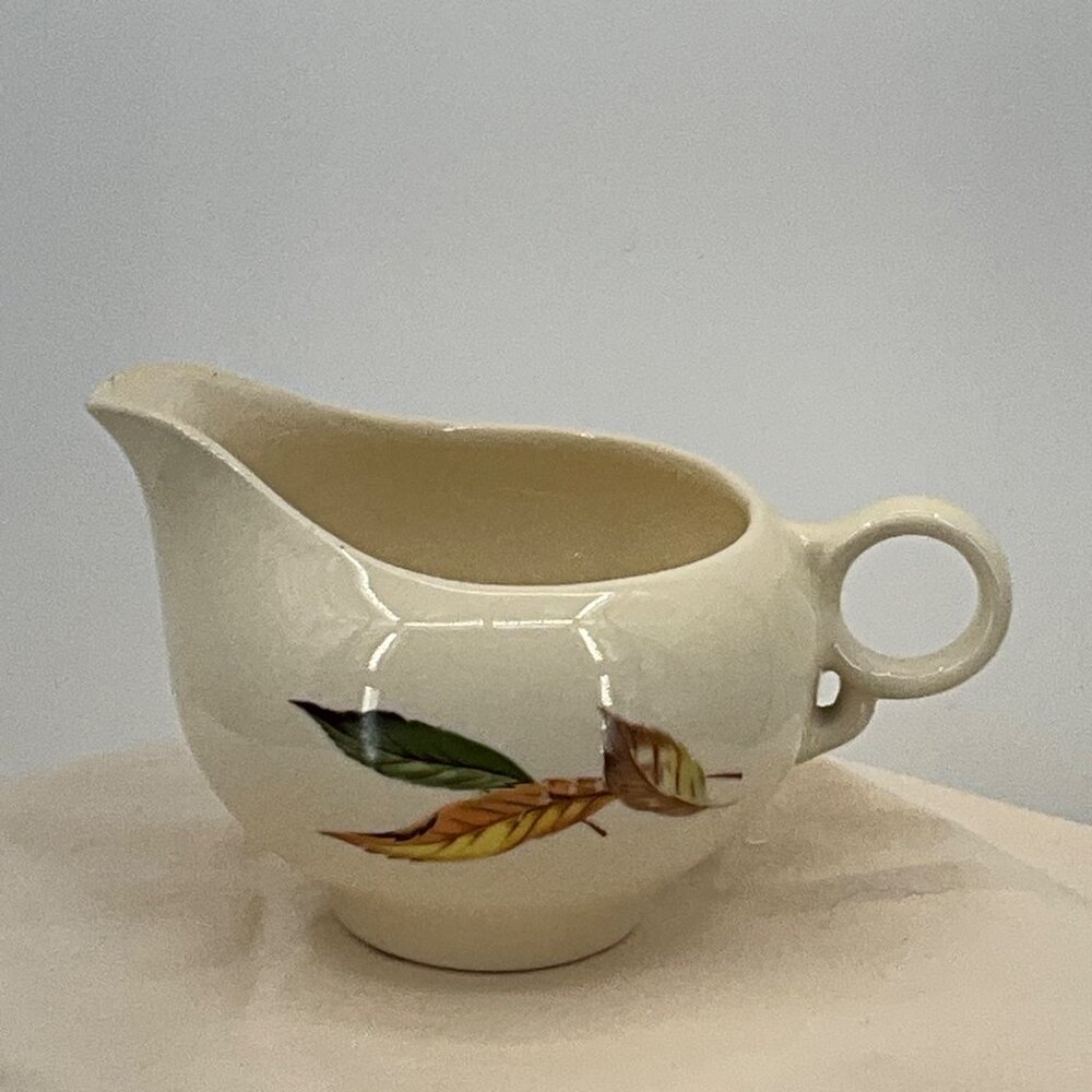 Vintage Cream Pitcher Autumn Leaf Design‎ Ceramic